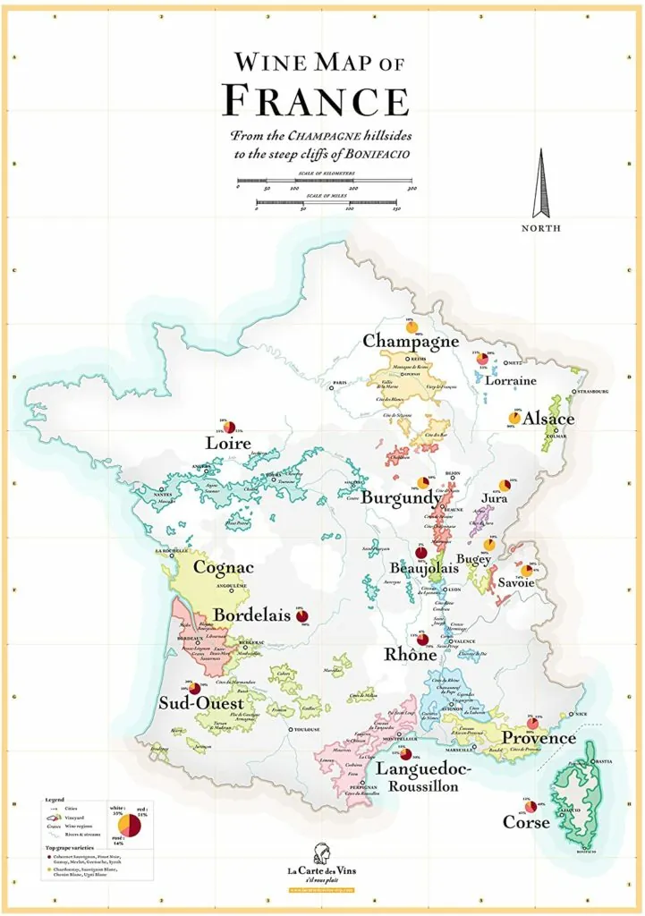 Wine tourism in France - map of vineyard